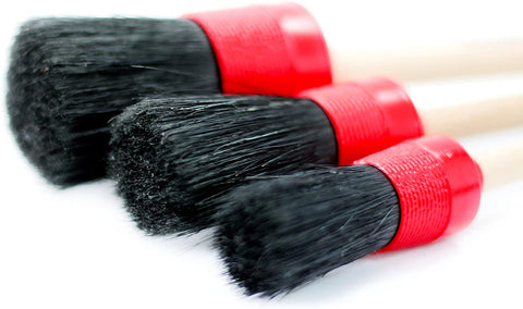 Maxshine Detailing Brushes Set for Interior and Exterior Detailing, Black & Red